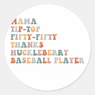 Mama Tip-Top Fifty-Fifty Bedankt Huckleberry Baseb Ronde Sticker