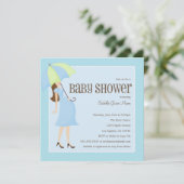 Mama To Be - Blauw | Baby shower uitnodigen Kaart (Staand voorkant)