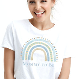 Mama To Be Blue Boho Rainbow T-shirt