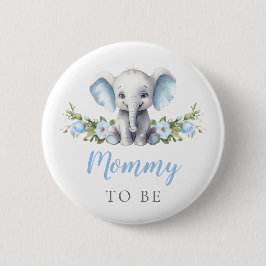 Mama To Be Blue Elephant New Mom Baby Shower Ronde Button 5,7 Cm