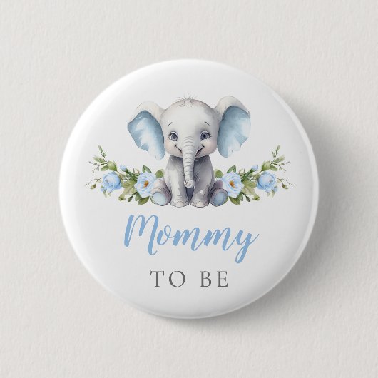 Mama To Be Blue Elephant New Mom Baby Shower Ronde Button 5,7 Cm (Voorkant)