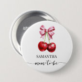 Mama to Be Cherry Pink Coquette Baby shower Button (Voorkant /achterkant)