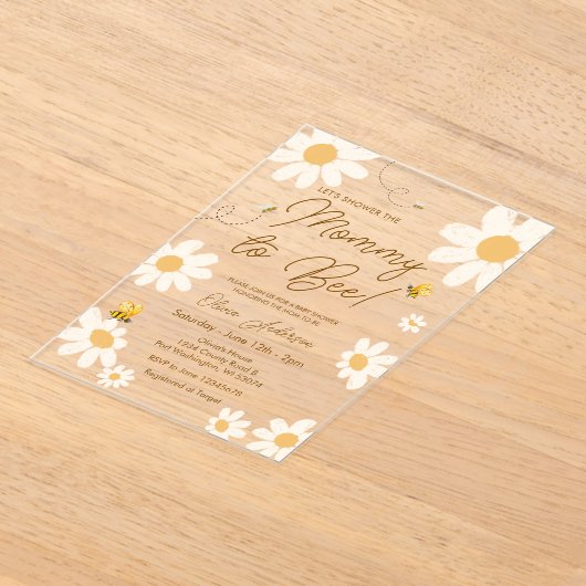 Mama to Be Daisy Acryl Uitnodiging (Laagn)