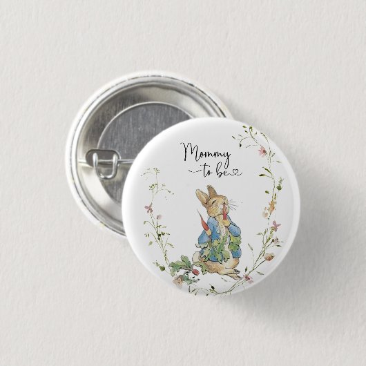 Mama to be-Peter Konijn Wildflower WatercolButton Ronde Button 3,2 Cm (Voorkant /achterkant)