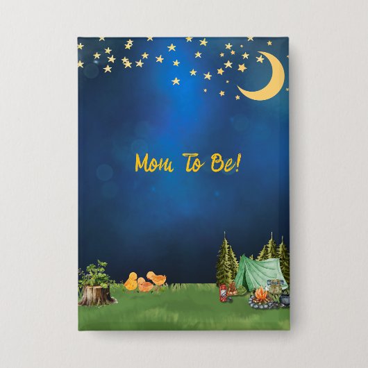 Mama to Be Pin voor Camping Thema Baby shower Button (Voorkant)