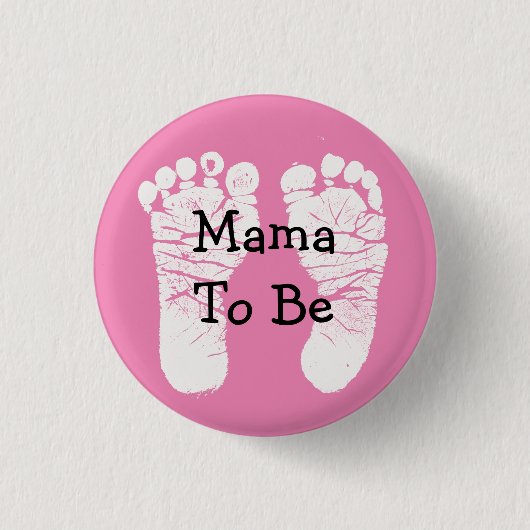 Mama to be Pink Fooprint Baby shower Button (Voorkant)