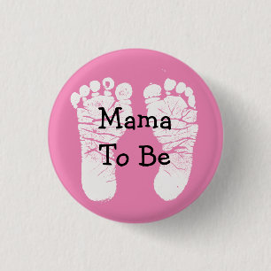 Mama to be Pink Fooprint Baby shower Button