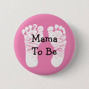 Mama to be Pink Fooprint Baby shower Button