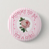 "Mama To Be" Roze Roos Baby shower Button (Voorkant)