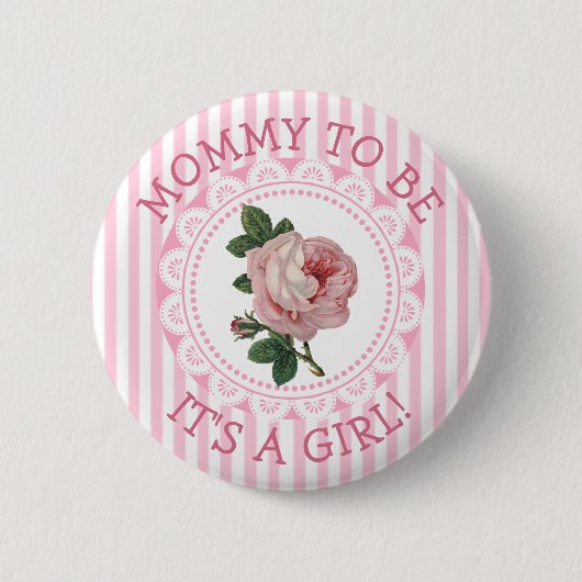 "Mama To Be" Roze  Roos Baby shower Button (Voorkant)