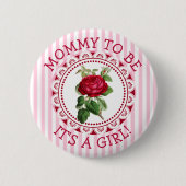 "Mama To Be" Roze  Roos Baby shower Button (Voorkant)
