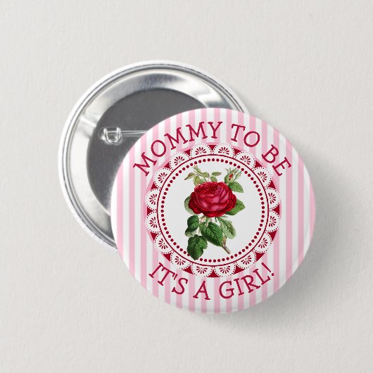 "Mama To Be" Roze  Roos Baby shower Button (Voorkant /achterkant)