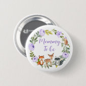 Mama to be - Woodland baby shower Button Lila (Voorkant /achterkant)