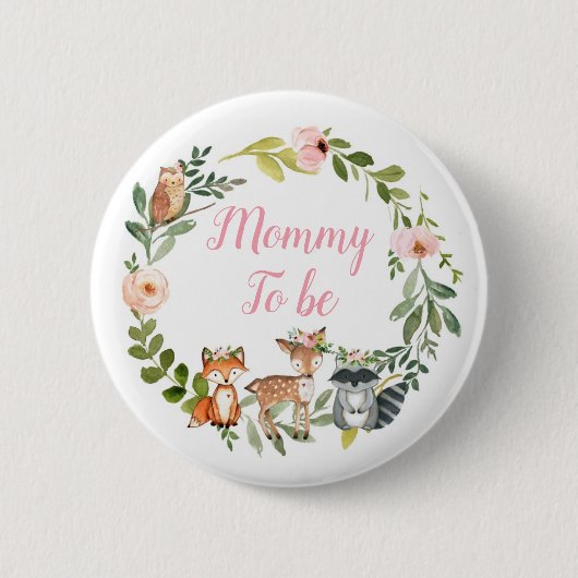 Mama to be - Woodland Roze baby shower Button (Voorkant)