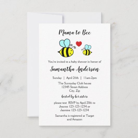 Mama to bee - 3x5 Baby shower Uitnodiging (Voorkant)