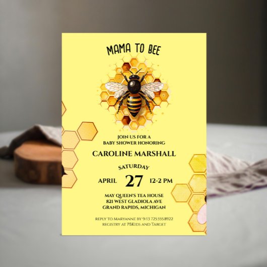 Mama To Bee Baby Douche Uitnodigingen
