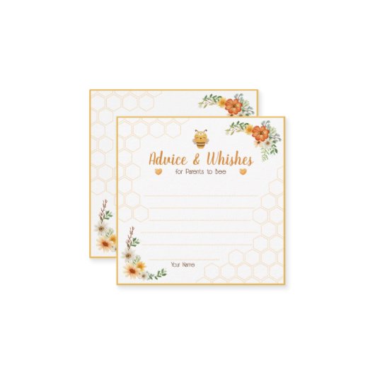 Mama To Bee Baby shower Advies & Wensen Informatiekaartje (Voorkant / Achterkant in situ)