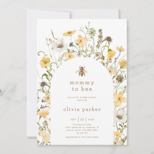 Mama to Bee Baby shower Boho Wildflower Kaart (Voorkant)