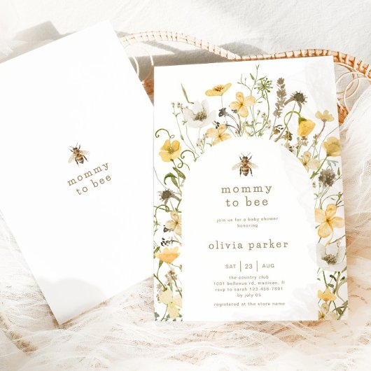 Mama to Bee Baby shower Boho Wildflower Kaart