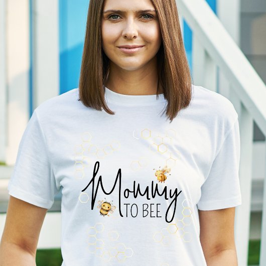 Mama to Bee Baby shower Geel Zwart Script T-shirt