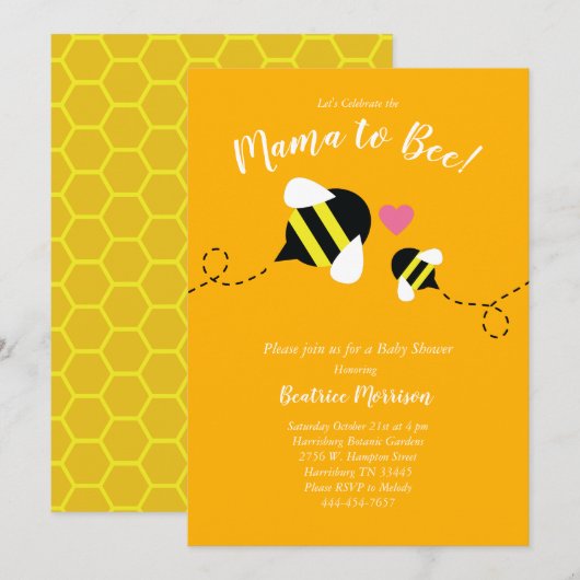 Mama to Bee Baby shower genderneutraal Kaart (Voorkant / Achterkant)