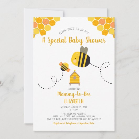 Mama to Bee Baby shower Genderneutraal Schattige Z Kaart (Voorkant)