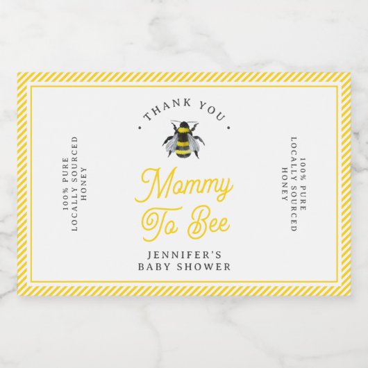 "Mama-to-Bee"-Baby shower honingveer Likeurfles Etiket (Enkel label)
