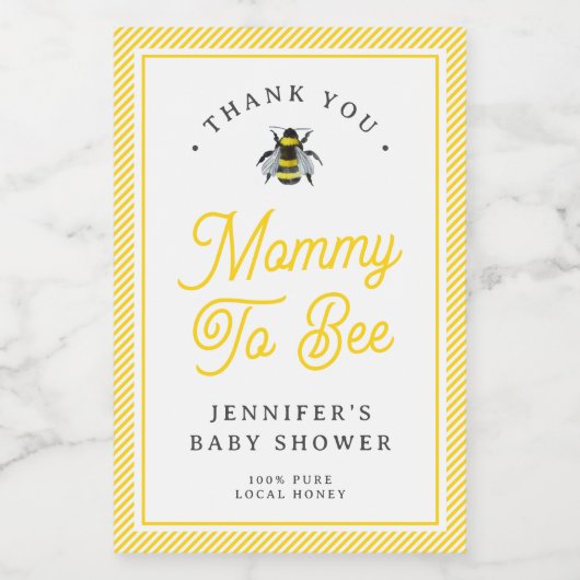  "Mama-to-Bee"-Baby shower honingveer Wijn Etiket (Enkel label)