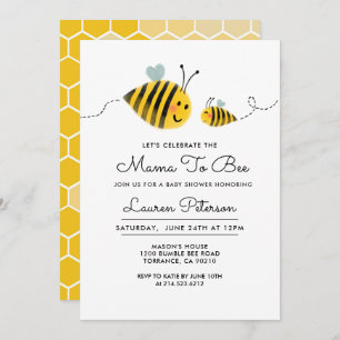 Mama to Bee Baby shower Invitation   Bumble bee Kaart