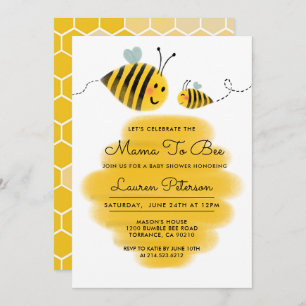 Mama to Bee Baby shower Invitation   Bumble bee Kaart