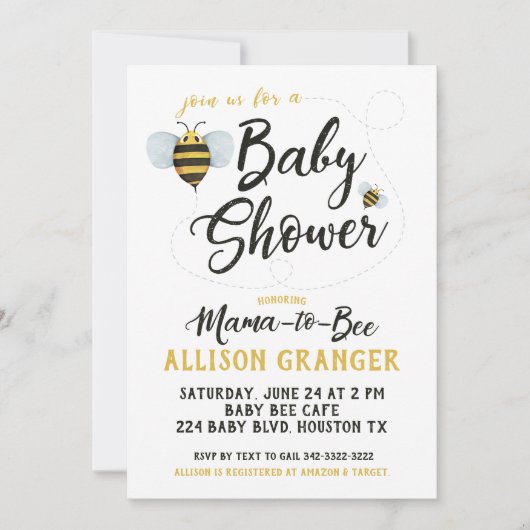 Mama to Bee Baby shower Invitation Kaart (Voorkant)