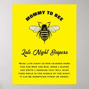 Mama to Bee Baby shower trendy late night luiers Poster