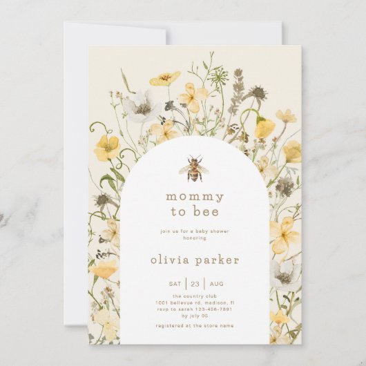 Mama to Bee Baby shower Wildflower Kaart (Voorkant)