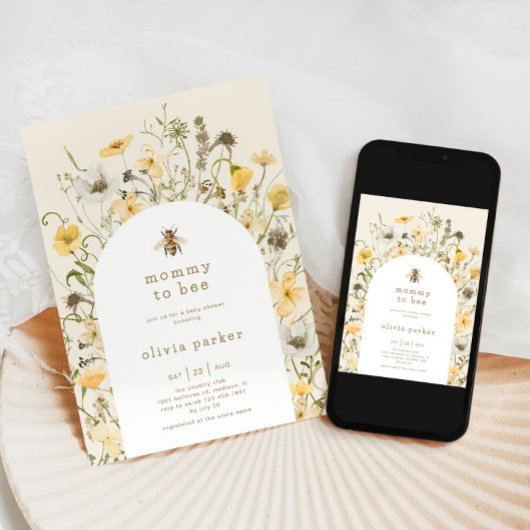 Mama to Bee Baby shower Wildflower Kaart