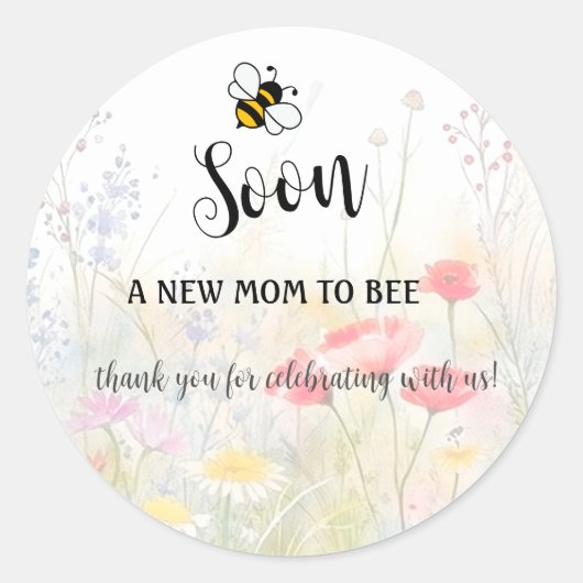 Mama-to-Bee Bloemen Baby Meisje Douche Ronde Sticker (Voorkant)