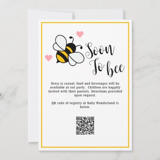 Mama-to-Bee Bloemen Baby Meisje Douche Uitnodiging (Achterkant)