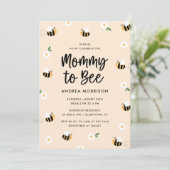 Mama to Bee Bumblebee Floral Baby shower Kaart (Staand voorkant)
