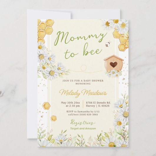 Mama to bee Bumblebee Geslacht Neutraal Baby showe Kaart (Voorkant)