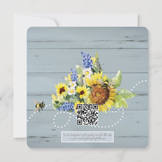 Mama to Bee Bumblebee Zonnebloem Goud QR Code Baby Kaart (Achterkant)