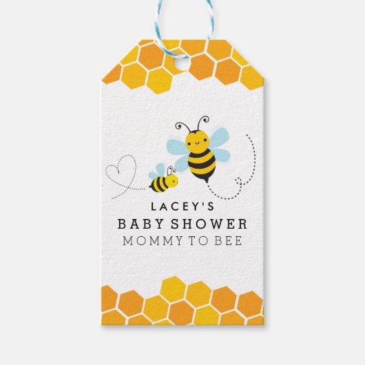 Mama To Bee Chevron Baby shower Cadeau Labels Cadeaulabel (Voorkant)