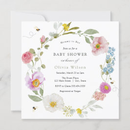 Mama to Bee Elegant Wildflower Baby shower Kaart