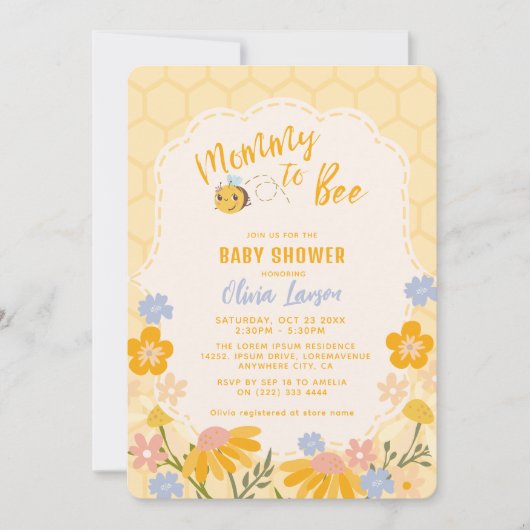 Mama to Bee floral Geslachtsneutraal Baby shower Kaart (Voorkant)