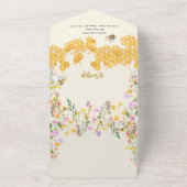 Mama to Bee Floral Honey Bee Girl Baby shower All In One Uitnodiging (Buitenkant)