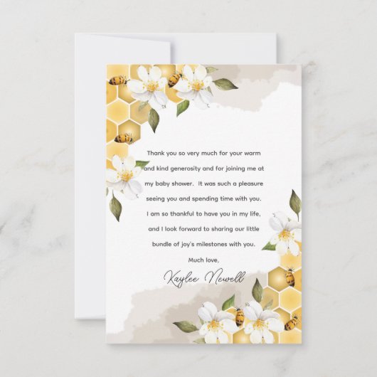 Mama to Bee Flowers and Bees Honey Baby Sprinkle Bedankkaart (Achterkant)