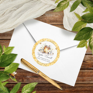 Mama to Bee Flowers and Bees Honey Return Address Ronde Sticker