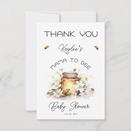 Mama to Bee Flowers and bijes Honey Baby shower Bedankkaart (Voorkant)