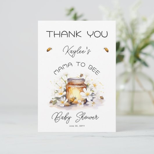 Mama to Bee Flowers and bijes Honey Baby shower Bedankkaart (Staand voorkant)