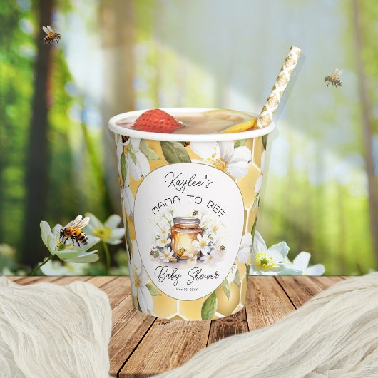 Mama to Bee Flowers and bijes Honey Baby shower Papieren Bekers