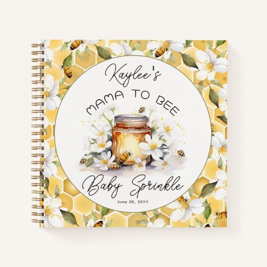 Mama to bee Flowers Honey Baby Sprinkle Guest Book Notitieboek (Voorkant)