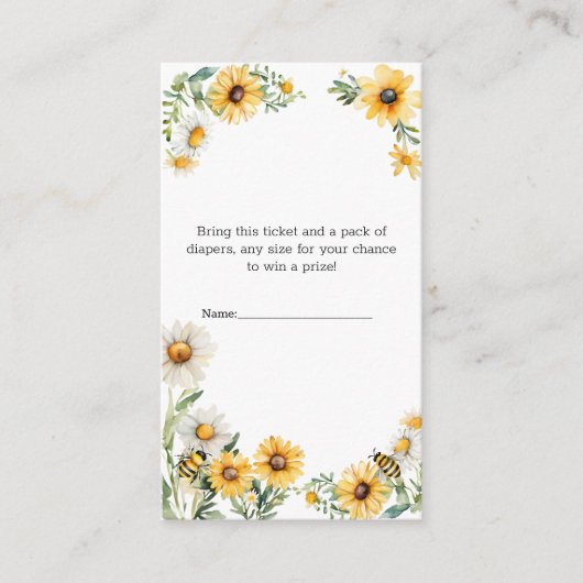 Mama to Bee Gele bloemen Hommel Luier Raffle Informatiekaartje (Voorkant)